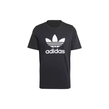 Adidas Originals Трилистник с логотипом и круглым вырезом Спортивная футболка Мужские топы Черный IA4815 S