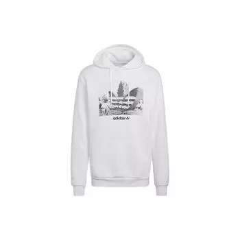 Adidas Originals Трилистник с логотипом Спортивная толстовка с длинным рукавом Мужская толстовка с капюшоном белого цвета HC7164 XS