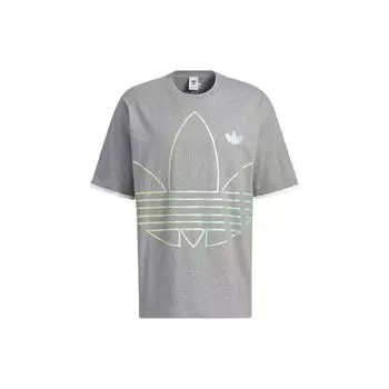 Adidas Originals Трилистник с логотипом Свободная спортивная футболка Мужские топы Basic-Hemp-Gray IP7542 L