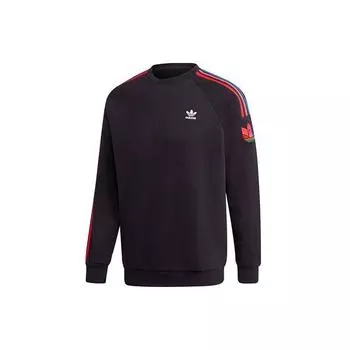 Adidas Originals Трилистник с логотипом в полоску Свитер с круглым вырезом Мужской свитер Черный GE0804 S