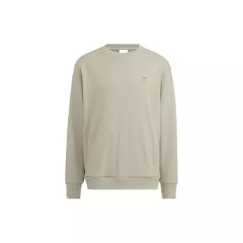 Adidas Originals Трилистник с однотонным логотипом и вышивкой, свободный пуловер с круглым вырезом, мужские топы, светло-зеленый IC8143 XL