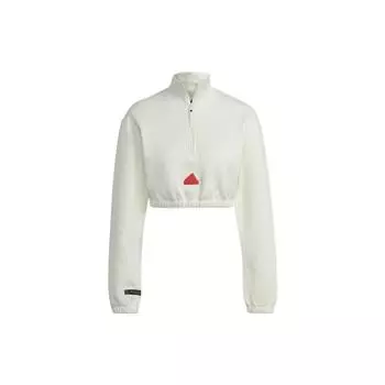 Adidas Originals Трилистник с принтом логотипа, шорты и воротник-стойка с воротником-стойкой до половины, толстовка с длинными рукавами, куртка, женские топы, белые HM2899 S