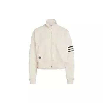 Женская спортивная куртка Adidas Originals с логотипом Trefoil, высоким воротником, тремя полосками и застежкой-молнией, цвет чудо-белый, IB7316 XXS