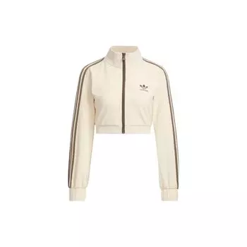 Adidas Originals Трилистник в полоску на молнии с воротником-стойкой Короткая куртка Женская верхняя одежда Бежевый IP3005 XXL