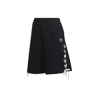 Adidas Originals Трилистник в полоску по бокам с эластичной резинкой на талии Свободные прямые повседневные шорты Женские брюки Черные HS2602 M
