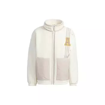 Adidas Originals Трилистник в полоску с цветными блоками и вышивкой букв на молнии с длинными рукавами Куртка унисекс Белая HY7234