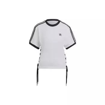 Adidas Originals Трилистник в полоску с круглым вырезом Спортивная футболка Женские топы Белые HK5062 S