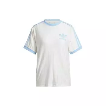 Adidas Originals в полоску с буквенным принтом, спортивная футболка с круглым вырезом и короткими рукавами, женские топы Han-Jade-White IR7469 XXS