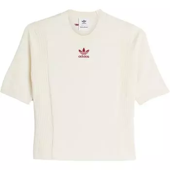 Adidas Originals Wales Bonner Logo Slim Fit Удобная простая трикотажная футболка с коротким рукавом Женские футболки Белые JL9587 S