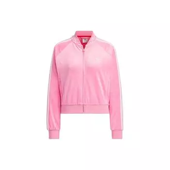 Adidas Originals X Feifei Ruan FW23 Классическая бархатная спортивная куртка в стиле ретро женская верхняя одежда розового цвета IX4223 XS