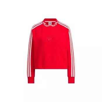 Adidas Originals X Feifei Ruan FW23 Новогодний классический трехполосный свитшот с круглым вырезом женские топы красный IX4228 XL