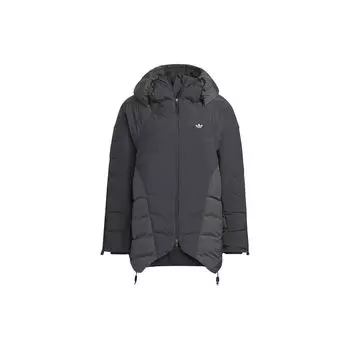 Adidas Originals X Hamcus Collaboration FW23 Однотонная стеганая куртка с логотипом, завязками на шнурке, капюшоном, молнией, куртка унисекс, черная IX4343 XS