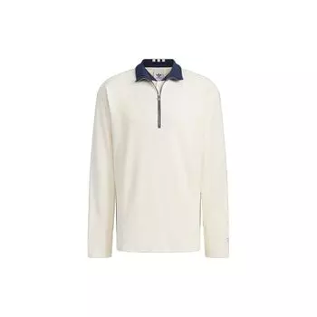 Adidas Originals X Notitle FW23 Двухслойная футболка-поло унисекс с контрастной молнией и длинными рукавами, бежевые IN1021 XXXL