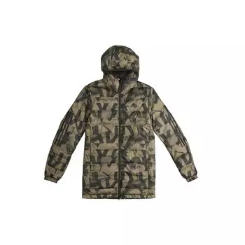 Adidas Outdoor Двусторонний пуховик средней длины Зимняя мужская верхняя одежда Оливково-коричневый FR6635 S