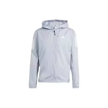 Adidas Own The Run Ветровка с капюшоном и водоотталкивающей отделкой Мужская куртка светло-серебристая IN1484 M