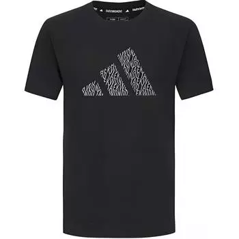 Adidas Печатный логотип с буквенным дизайном, дышащая, приятная для кожи спортивная, фитнес-футболка с круглым вырезом и коротким рукавом, футболки унисекс, черный цвет ADICLTSPSTK-BGY L