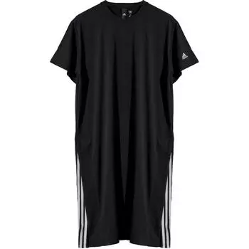 Adidas Письмо Логотип Напечатанный круглый вырез пуловер миди короткий рукав платье женские платья черный GD8445 S