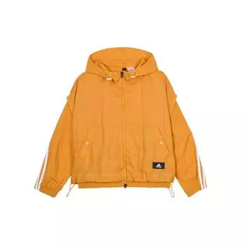 Adidas Полосатая куртка с капюшоном и молнией, женская куртка, желтая HA0813 L