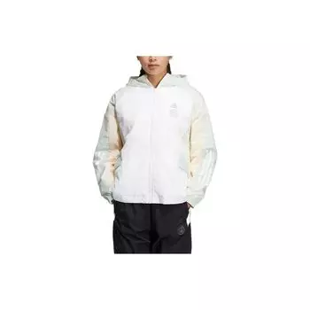 Adidas Полосатая куртка с капюшоном на молнии с логотипом Женская верхняя одежда Белый HM5279 S