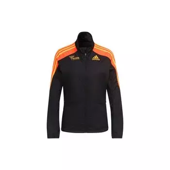 Adidas Полосатый логотип Винтажная спортивная куртка на молнии с воротником-стойкой Женская куртка черного цвета HE2934 M