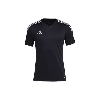 Adidas Полосатый принт с V-образным вырезом Пуловер Спортивная футболка с коротким рукавом Мужские топы Черный HR4607 M