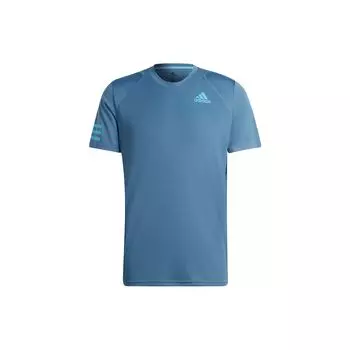 Adidas Повседневная дышащая однотонная теннисная футболка с короткими рукавами Мужские топы Синие HB8033 M