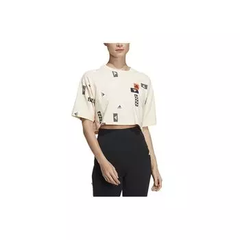Adidas Повседневная футболка с коротким рукавом и круглым вырезом Женские топы Off-White HM5295 M