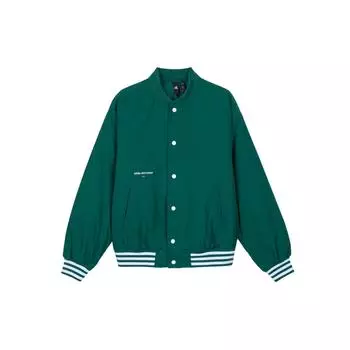 Adidas повседневная хлопковая куртка в полоску с бейсбольным воротником, мужские топы, лесно-зеленый, белый IZ1601 L