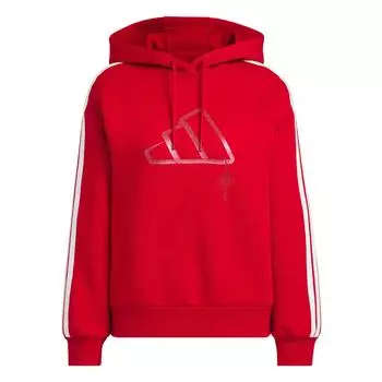 Adidas Повседневная серия Логотип бренда свитер с капюшоном полосатый толстый свитшот женский свитшот Energy-Red JZ1636 S