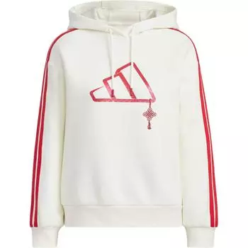 Adidas Повседневная серия Логотип бренда свитер с капюшоном полосатый толстый свитшот женский свитшот Han-Jade-White JZ1638 M