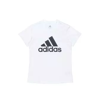 Adidas Повседневная спортивная футболка с коротким рукавом с буквенным принтом Женские топы Белые GL0649 M