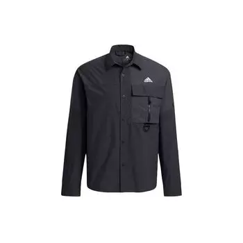 Adidas Повседневная спортивная однотонная дышащая рубашка с длинным рукавом Мужские топы Черный H13776 S