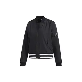 Adidas Повседневная спортивная тканая куртка-бомбер с воротником-стойкой, женские куртки черного цвета FI9284 M