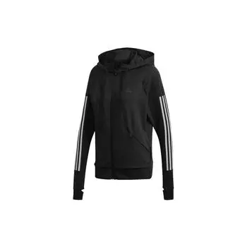 Adidas Повседневная спортивная тренировочная вязаная куртка с капюшоном, женская верхняя одежда, черная BK7675 M