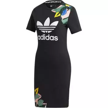 Adidas Повседневное Мягкое Удобное Платье С Коротким Рукавом Женские Платья Черный GC6829 XS