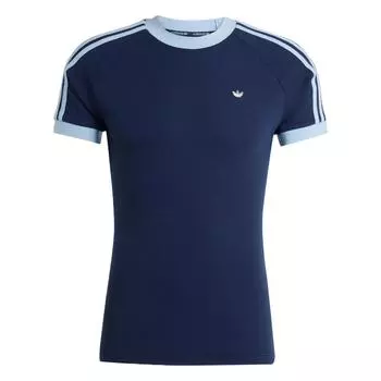Adidas Премиальная футболка с коротким рукавом, приятная к коже, дышащая, мягкая и удобная, мужские топы, ночной синий JC6362 L