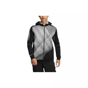 Adidas Primeknit Jkt Полосатая вышивка букв на молнии с капюшоном Куртка для гольфа Мужская верхняя одежда Черный HG4129 L