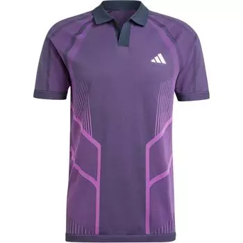 Adidas Pro Бесшовный пуловер-поло Aeroready Freelift в полоску с принтом и короткими рукавами, мужские топы фиолетового цвета IM8894 S
