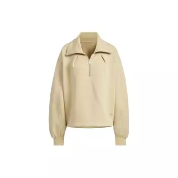 Adidas Разделитель 1/2 молния спортивный топ однотонный свободный крой пуловер свитшот женские топы светло-хаки JJ3796 S