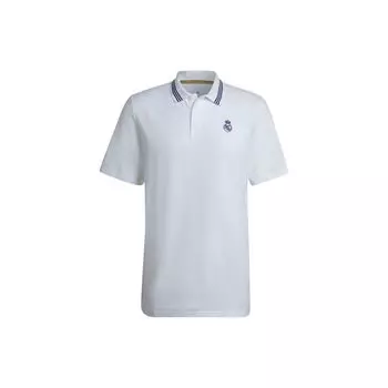 Adidas Real Madrid Football Series Повседневная рубашка поло с коротким рукавом в однотонную полоску Мужские топы белого цвета H59050 XL