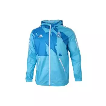 Adidas Real Madrid Football Sports Тканая куртка с капюшоном Мужские топы Dodger-Blue GQ2538 M
