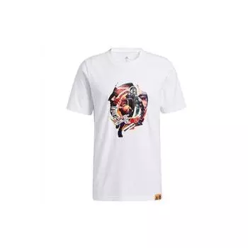Adidas Rose Abstract Basketball Sports Print Свободная футболка с короткими рукавами Мужские топы Белые GH6720 L
