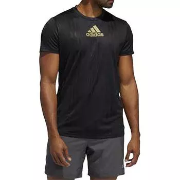 Adidas Круглый вырез Спортивная дышащая футболка с коротким рукавом Мужские топы Черный FK3553 S