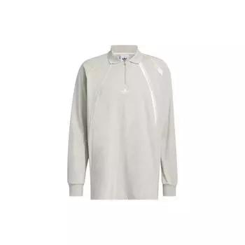 Adidas Рубашка поло с длинным рукавом на молнии в полоску Originals, топы унисекс, серая IR6379 XS