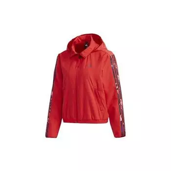 Adidas с цветочным логотипом на флисовой подкладке с капюшоном женская куртка красная GG0769 L