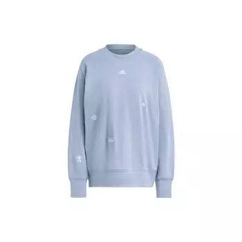 Adidas с логотипом и круглым вырезом, пуловер, женские топы, синий IC5716 L