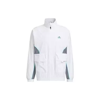 Adidas с логотипом и принтом в стиле пэчворк, воротник-стойка, мужская куртка на молнии, верхняя одежда, белый HM5146 M