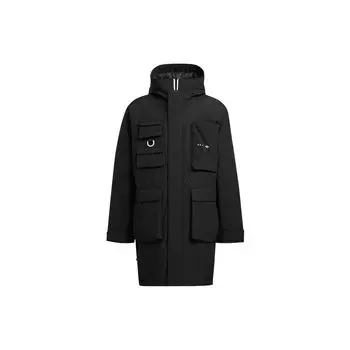 Adidas с логотипом и скрытым воротником-стойкой, хлопковая куртка, мужская верхняя одежда, черный HS9459 M