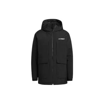 Adidas с логотипом и воротником-стойкой, пуховик унисекс, верхняя одежда, черный HN2008 M