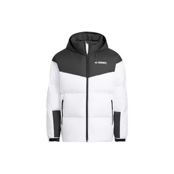 Adidas с принтом логотипа на молнии и воротнике-стойке, пуховик с длинными рукавами, верхняя одежда унисекс, белый HN2007 L
